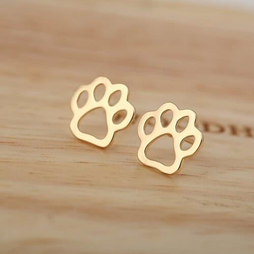 Jisensp Tiny Dog Paw Stud Earrings for Women Puppy Cute Children Earrings Bijoux Femme Post Dog Jewelry Accessories Gift