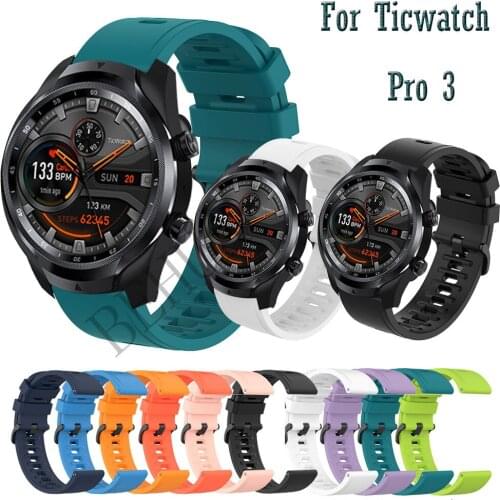 Silicone Strap For Ticwatch Pro 3 GPS / GTX / E2 / S2 LTE Smart 22mm Watchband Wristband for Ticwatch 2 / Ticwatch E Bracelet