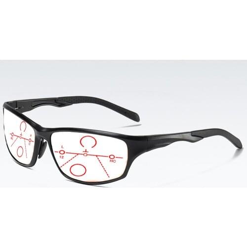 Al-mg Spring Hinge Sports Full-rim Progressive Multifocal Reading Glasses +0.75 +1 +1.25 +1.5 +1.75 +2 +2.25 +2.5 +2.75 To +4