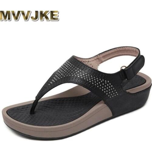 MVVJKE new Summer Wedge Rhinestone Women Sandals Open Toe Gladiator Sandals Women Casual Women Platform Sandals Beach flip flop