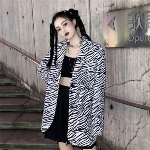 Zebra Print Blazer Women 2020 Autumn New Fashion Jacket Loose Casual Blazer Ladies Coats Suit Korean Oversized Blazer AA5547
