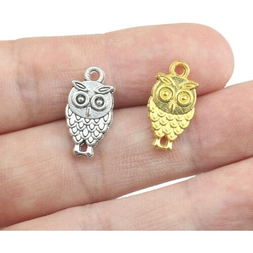 High Quality 10 Pieces/Lot 18mm*9mm Antique Gold Color Small Owl Charms