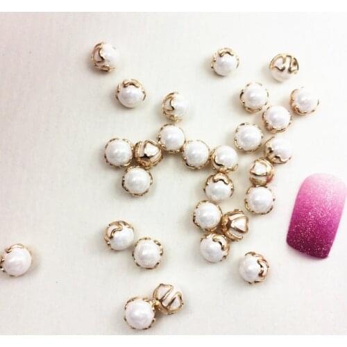 10pcs/lot 2016 New Japan Korea 3D Metal Nail Art Decoration Bling Pearl Nail Sticker Charm DIY Nail Tools