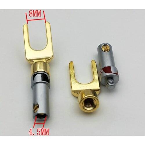 100pcs Nakamichi Gold Plated Speaker Banana Spade Plug Audio Adapter connector