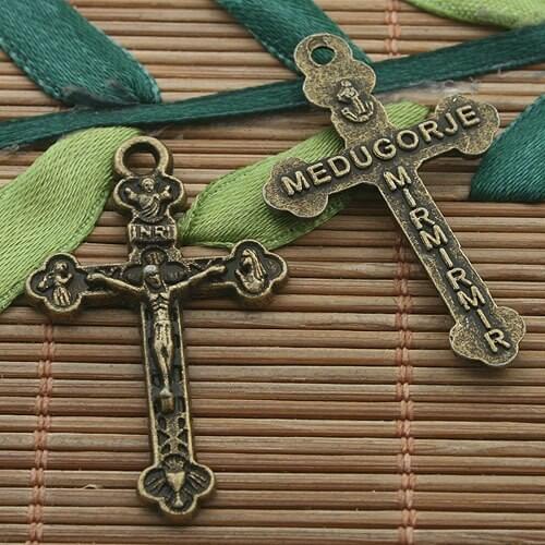 16pcs dark bronze tone cross crucifix charms h3293