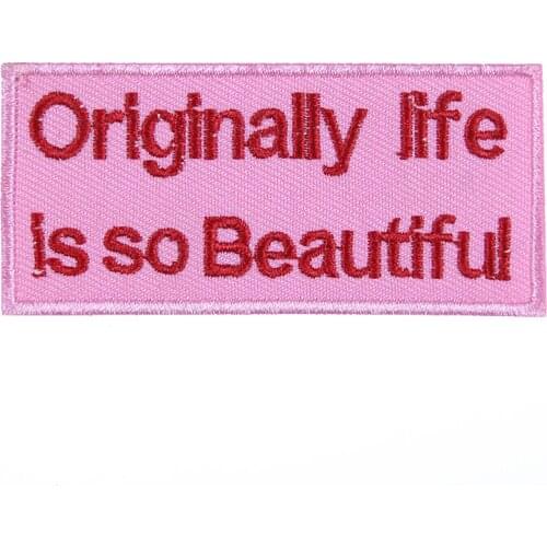 2PCS Love Life Iron on Letters Patches Embroidery Applique for Clothing Pink Badges Patch Decor DIY Sewing Fabric Accessories