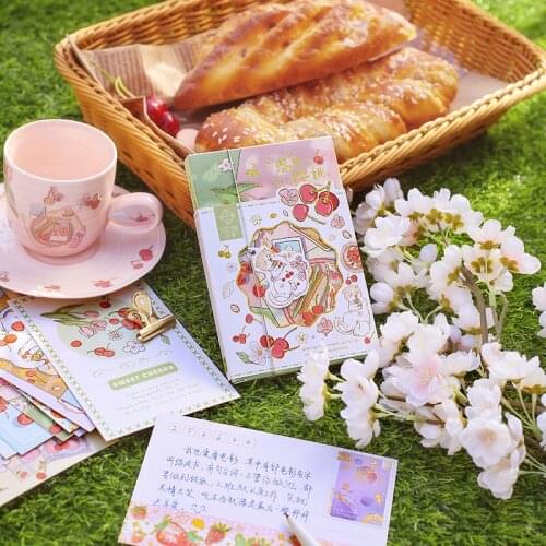 30 Pcs/Set Creative Spring Cherry Postcard Cartoon Lovely Hollowed Message Greeting Cards Blessing Card