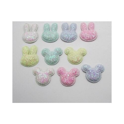 30pcs/lot 4*3.5cm shiny micky and rabbit pathes diy Padded Applique For Children Headdress Accessories free shipping
