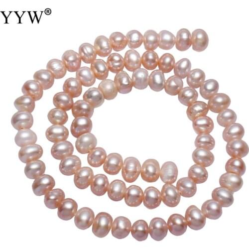 6-7mm Natural Freshwater Pearl High Quality Irregular Punch Loose Beads For Jewelry Making DIY Bracelet Earring Accessory 14.5"