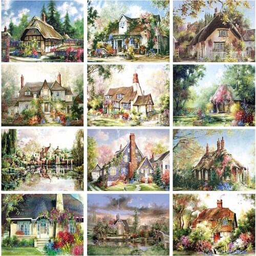 5D DIY Full Square/Round Diamond Painting Village landscape Cross Stitch DIY Needlework Diamond Embroidery Scenery Home Decor