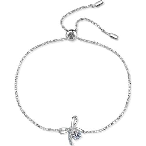 ANZIW 925 Sterling Silver Moissanite Diamond Knot Bracelets Adjustable for Women Classic Bracelets Jewelry Gifts