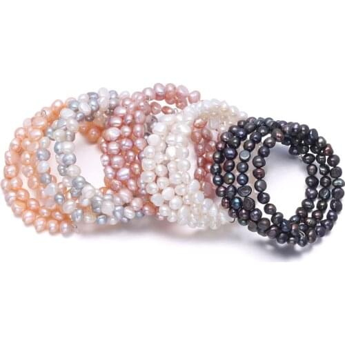 Hot New Real Freshwater Pearl Bracelet Multilayer Natural Pearls Simple Charm Wide Cuff Bracelets Bangles for Women Jewelry Gift