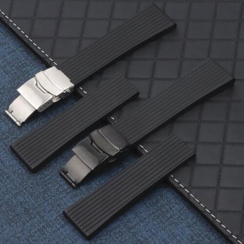 Brand Qualiry 24mm Black Nature Thick Soft Silicone Rubber Watch Band Bracelet For Navitimer/Avenger/Breitling Strap Logo On