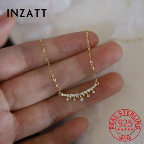 INZATT Real 925 Sterling Silver Zircon Waterdrop Choker 14K Necklace For Women Punk Fine Jewelry Minimalist Drop Shipping