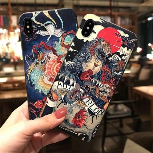 Cool Dragon 3D Embossed Phone Case for Xiaomi Redmi Note 7 8 9 Pro 8T 7A 8A Mi 10 9 8 Lite 9T CC9 CC9e Soft Covers Matte Cases