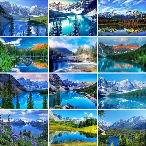 Evershine 5D DIY Diamond Embroidery Mountain Full Square Diamond Painting Landscape Cross Stitch Lake Wall Decoration