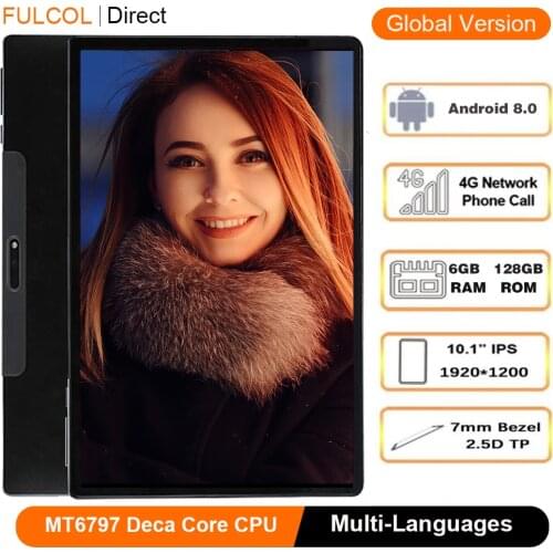 Global Version 4G LTE Phone Tablet PC 10.1 inch Deca Core 6GB RAM 128GB ROM 1920x1200 2.5K IPS Screen 5G WiFi Netflix Media Pad