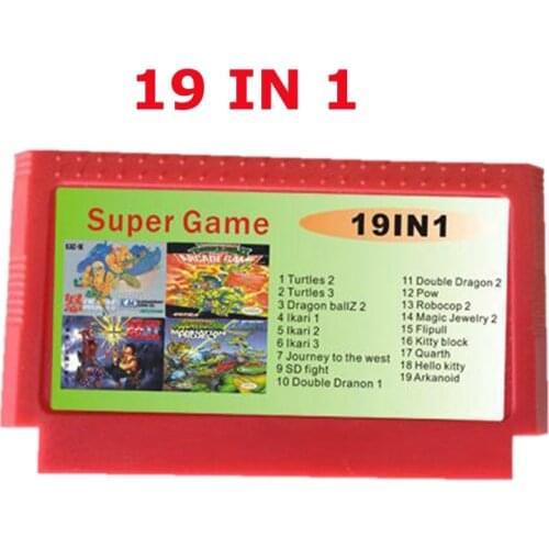 Top Quality Game Cartridge 60 Pins 8 Bit Game Card 19 IN 1 No Repeat Games Region Free