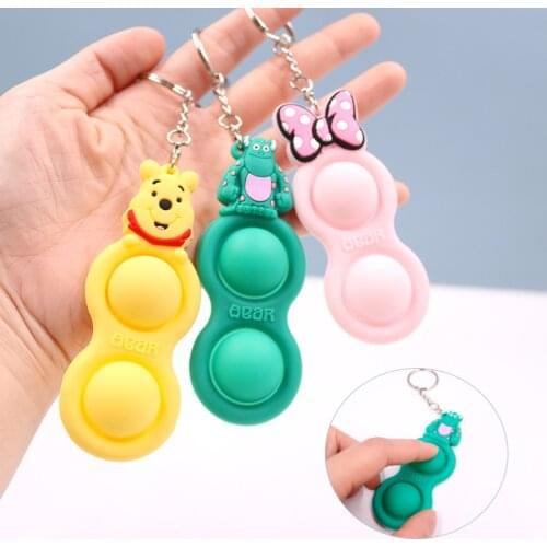 Disney Relieve Stress Key Pendant Fidget Toys Mickey Mouse поп ит Silica Gel Pendant Antistress Press Bubble симпл димпл Toy
