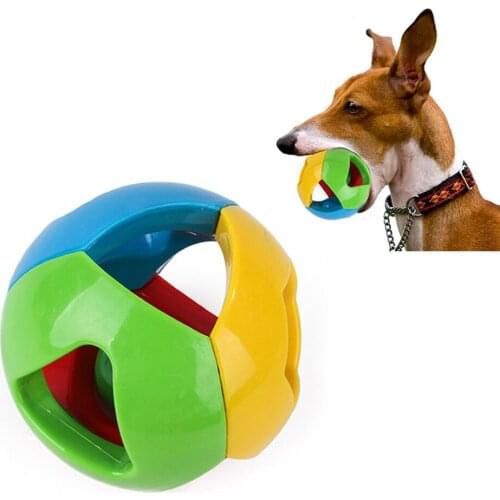 Pet Bell Ball Cat Dog Interactive Training Toy Kitten Scratching Plastic Rattle Balls Bite Resistant Puppy Chew Hollow Ball Toys
