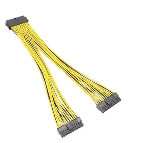 20+4Pin Dual PSU Power Supply Cable 24Pin ATX Motherboard Adapter Extension Cables 18AWG Line for Mining Miner