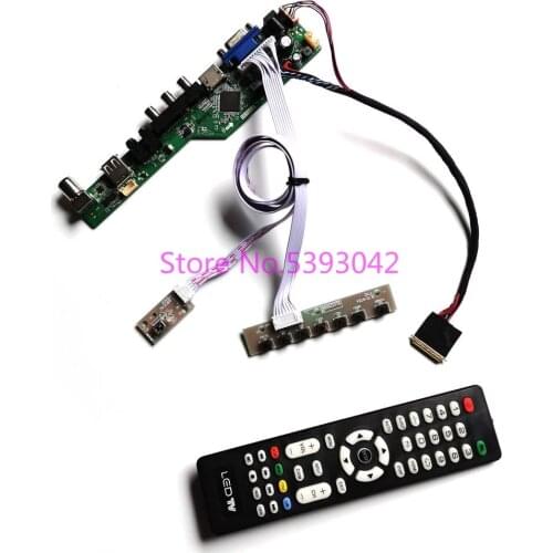KIT fit LP173WD1 (TL)(P1)/(TL)(P2)/(TL)(P3) remote 1600*900 LCD screen 40-Pin LVDS VGA+AV+USB Analog TV control drive board