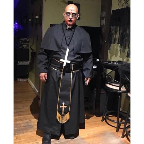 Christian Priest Nun Cosplay Costumes for Men/women Halloween Coaplay Renaissance Victorian Pastor Catholic Couples Outfit