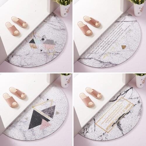 Nordic PVC Marble Floor Mats Outside The Door Home Floor Mats Living Room Bedroom Bathroom Door Mats Semicircle Foot Pad
