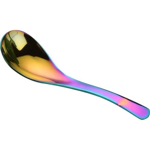 Kitchen Stainless Steel Spoon Gold-plated Stainless Steel Chinese Spoon Round Bottom Spoon Thick Spoon Deepen Kitchen Tableware