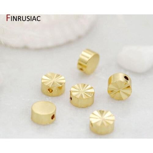 DIY Jewelry Accessories Brass Metal 5mm Spacer Beads Plated 14K Real Gold Round Beads Accessories DIY Beaded Material