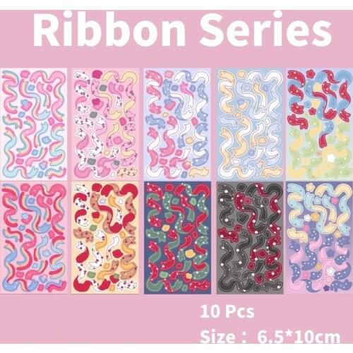 SKYSONIC Ribbon Series Laser Stickers 6.5x10cm DIY Journal Bullet Plan Deco Sticker Idol Cards Korean Decorative Supplies