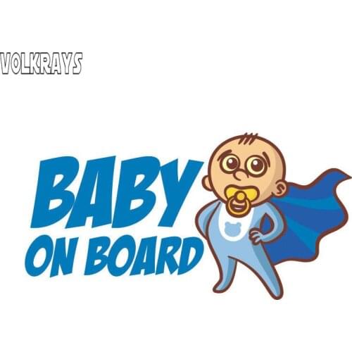 Volkrays Lovely Car Stivker Boy Baby on Board Warning Mark Accessories Reflective PVC Decal for Peugeot Skoda Volvo,7cm*15cm