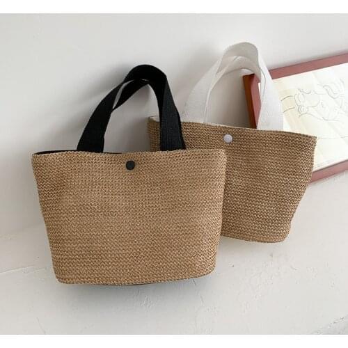 Fashion Ladies Straw Woven Handbag Women Summer Holiday Beach Casual Totes Top-Handle Bags Elegant Retro Shoulder Bags