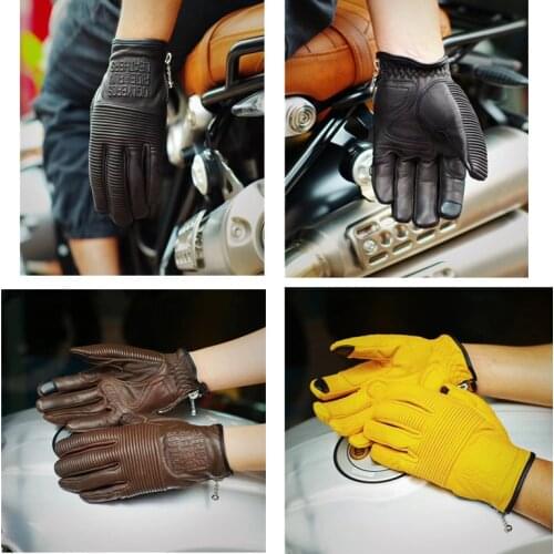 Retro Motorcycle Gloves Genuine Leather Gloves guantes moto Unisex motorbike Gloves size S-2XL gloves motorcycle Touch screen
