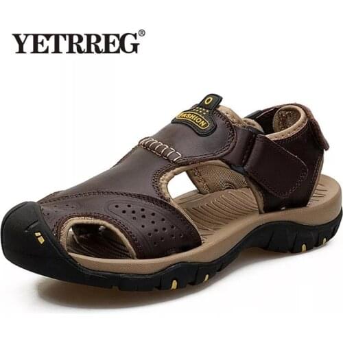 Vancat 2019 Summer Genuine Leather Outdoor Mens Shoes Men Sandals For Male Casual Shoes Water Walking Beach Sandalias Sandal