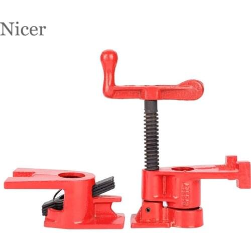 4 Set 3/4 Inch Quick Release Heavy Duty Wide Base Iron Wood Metal Clamp Set Woodworking Workbench for 3/4" Threaded Pipe Tool
