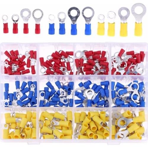 240 Pcs Insulated Terminal Ring Electrical Wire Crimp Connectors Set, Yellow, Blue, Red