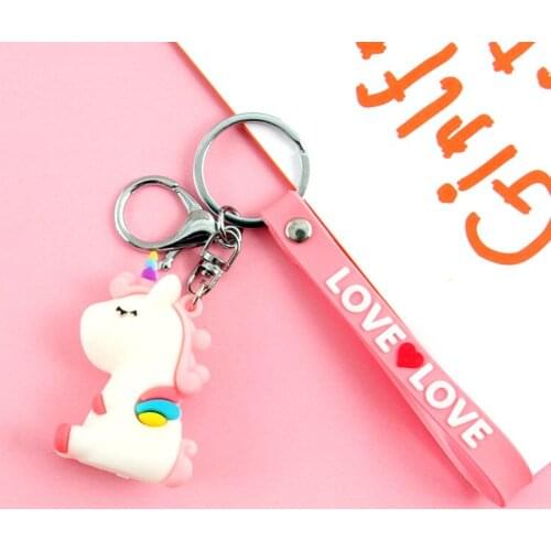 New Fashion Stereo Rainbow Unicorn Keychain Keyring Creative Mobile Phone Bag Car Exquisite Pendant Gift For Friends