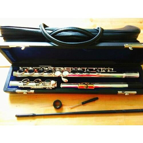 New 212 SL flute music instrument Closed 16 over E-Key silver C Tune flute Gold Mouthpiece playing music Fast Free shipping