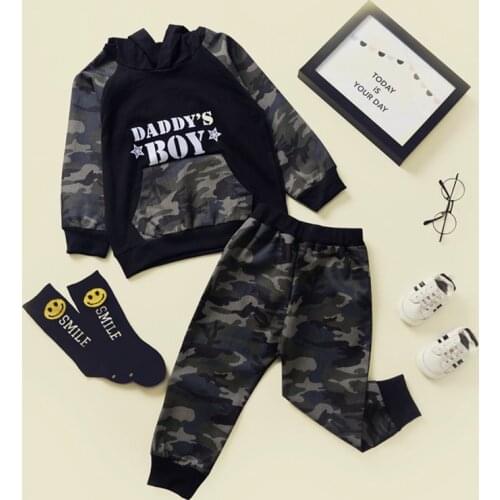 Toddler Boys Clothes Autumn Winter Kids Camouflage Clothes Hooded+pant 2pcs Outfit Suit Children Clothing For Boys Clothing Sets