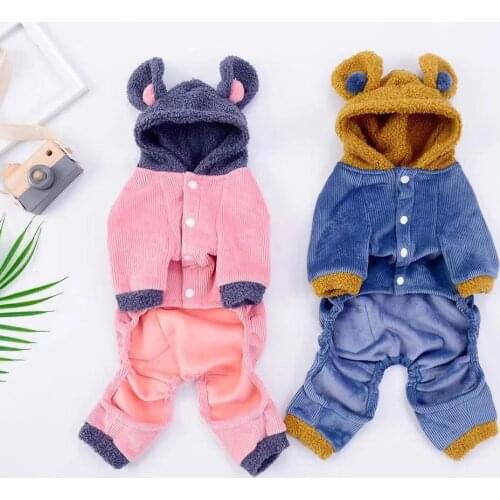 Pug Clothes Winter Dog Clothing Thicken Warm Dog Outfit Jumpsuit Yorkie Poodle Pomeranian Schnauzer French Bulldog Costume Coat