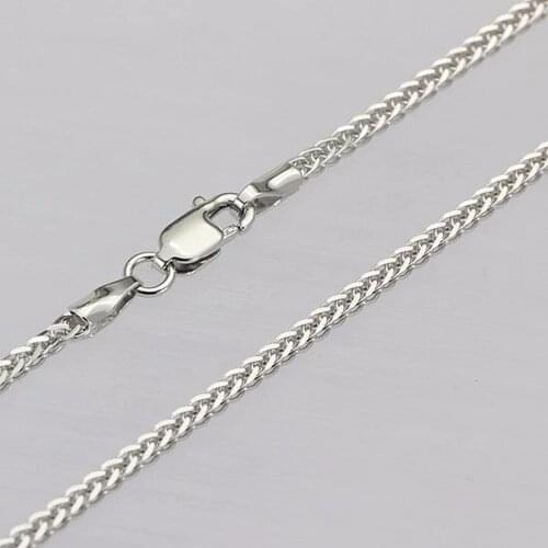 New Fine Pure AU750 White Gold 1.8mm W Wheat Chain Necklace