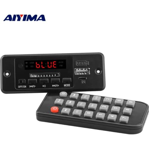 AIYIMA 5V Bluetooth MP3 Decoder Board 2*3W amplifier MP3 player Car Kit FM Radio USB SD Card line in Audio Receiver LCD Display