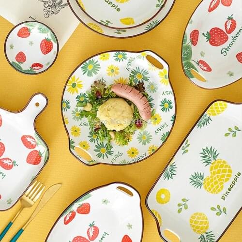 Japanese-style tableware ceramic dinner plate girl heart fruit plate ceramic bowl baking dish fish plate disc