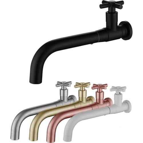 Rose Gold Splashproof bathroom wall-mounted long mop pool faucet Matt Black Single cold basin faucet Balcony wash basin tap