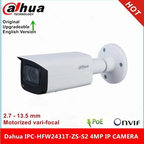 Dahua International Version IPC-HFW2431T-ZS-S2 4MP POE IR60M 2.7 mm–13.5 mm Motorized vari-focal Bullet Network IP Camera