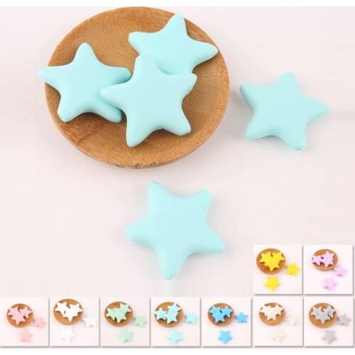 Bite Bites Silicone Beads 5PCS Star Shaped Baby DIY Chewing Pacifier Chain Teething Toy BPA Free Silicone Beads For Baby Teether