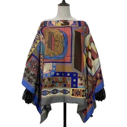 Thailand Popular Multicolor Loose Batwing Silk Kaftan Blouse For Women Dashiki African Printed Women Top Clothes