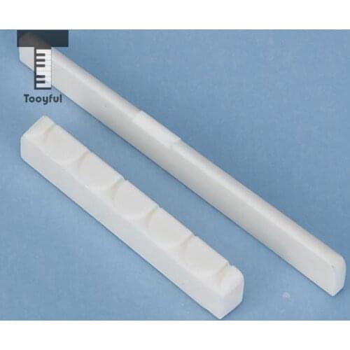 Tooyful High Quality Replacement Buffalo Bone Bridge Saddle and Nut Slotted Set Part for Classical Acoustic Folk Ukulele Guitar