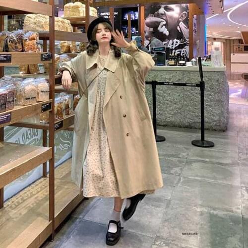 Size 8XL 120kg Autumn Vintage Long Women Trench Casual Solid Neck Overcoat Plus Size Long Sleeve Windbreaker Female Trench